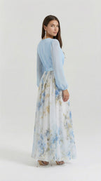 FLORENCIA | Vestido Maxi Bicolor con Falda Floral