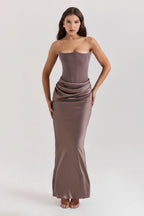 Emily Vestido Maxi Drapado Sin Tirantes