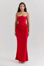 Emily Vestido Maxi Drapado Sin Tirantes