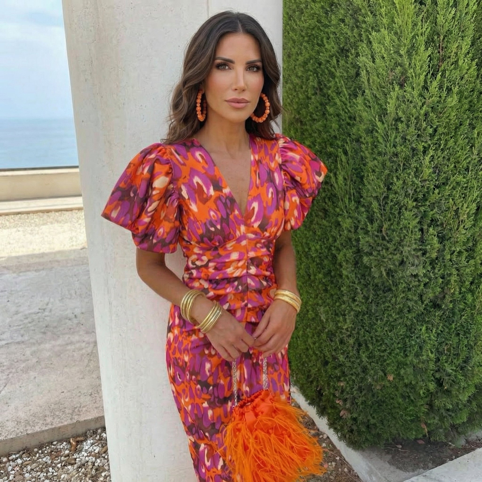 Salobreña™ | Vestido midi estampado escultural