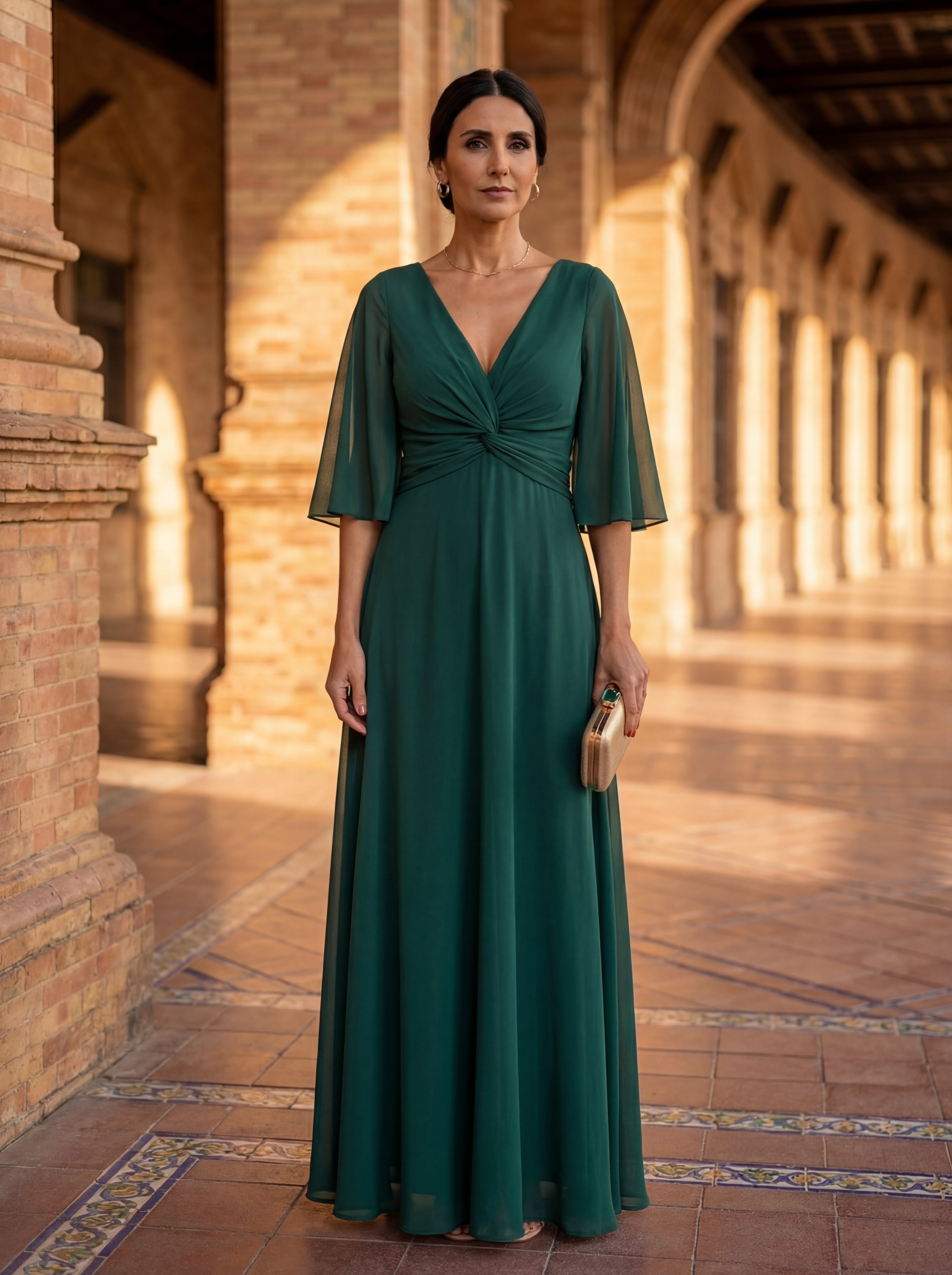 Ana - Vestido de chiffon con escote en V