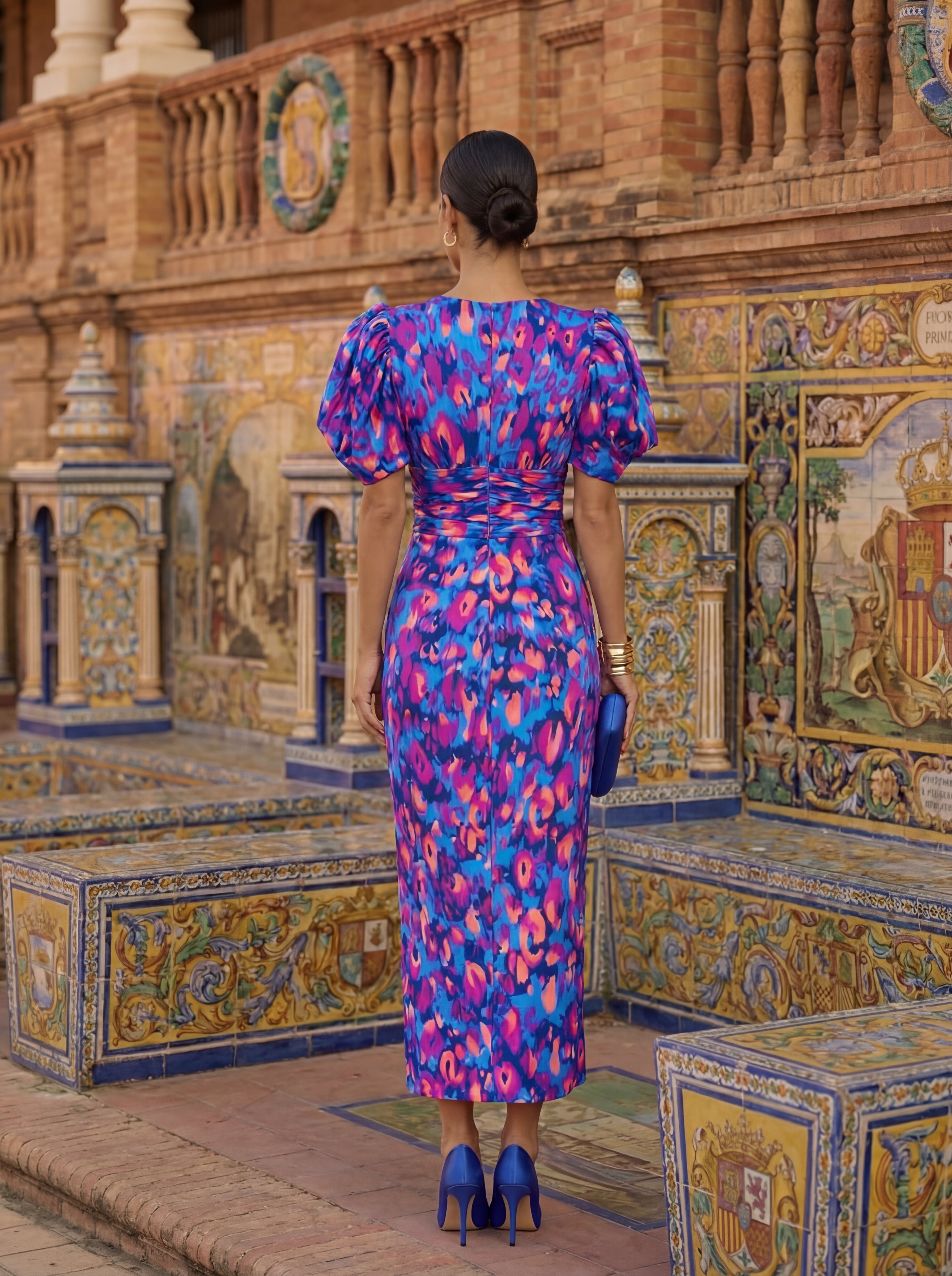 Salobreña™ | Vestido midi estampado escultural