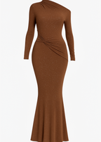 Brown - VESTIDO LARGO BRONCE BRILLANTE