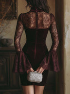 Élodie | Vestido Mini de Terciopelo con Encaje Élégance