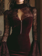 Élodie | Vestido Mini de Terciopelo con Encaje Élégance