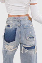 Roxy Jeans Vintage Desgastados de Cintura Alta