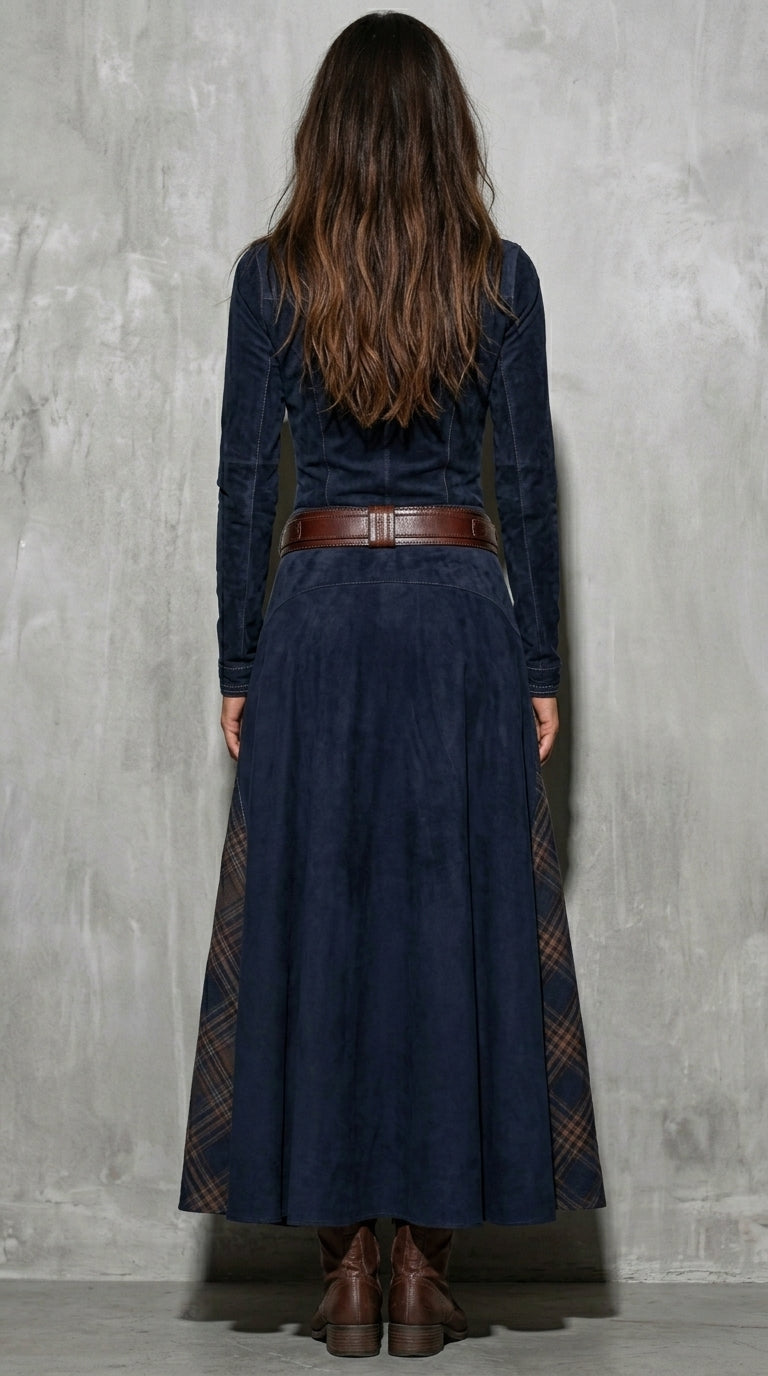 Elisa | Vestido maxi de ante con cinturón