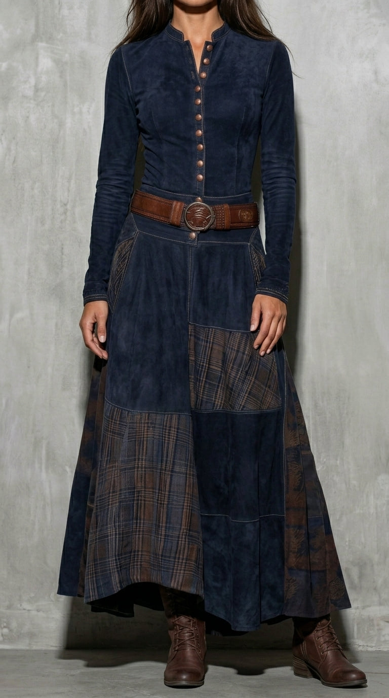 Elisa | Vestido maxi de ante con cinturón