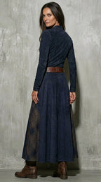 Elisa | Vestido maxi de ante con cinturón