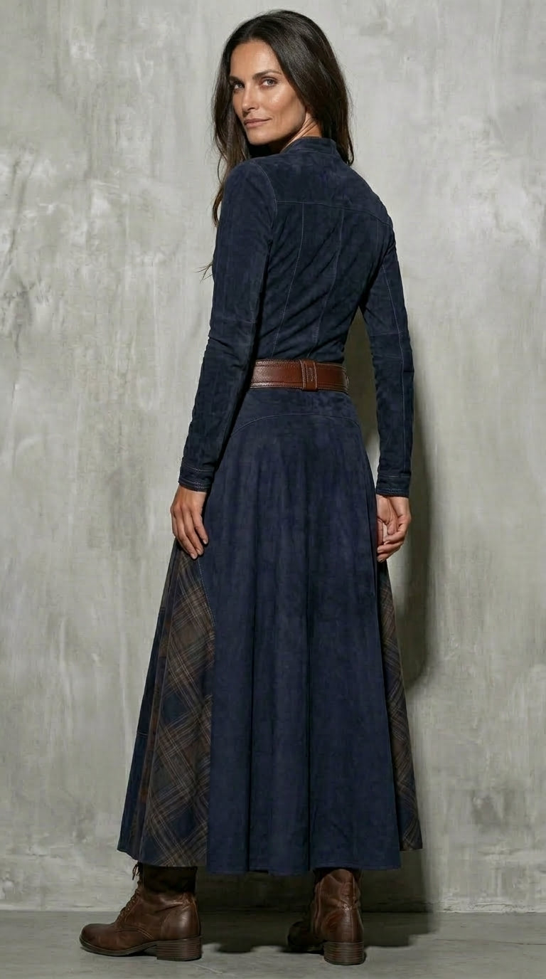Elisa | Vestido maxi de ante con cinturón
