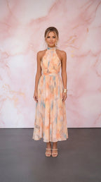 AURORA | Vestido Halter de Seda Acuarela