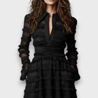 Parisa – Vestido midi con flecos transparentes