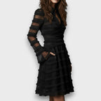 Parisa – Vestido midi con flecos transparentes