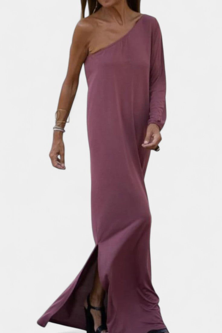 Maddie Vestido Midi Elegante de Un Hombro