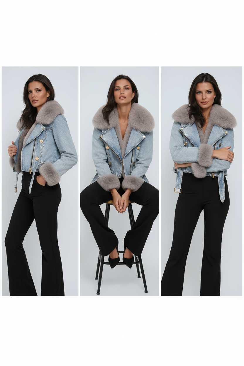 Amara Édition Luxe | Chaqueta denim cálida con forro de pelo