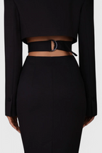 Bernice Vestido Blazer Midi con Corte y Espalda Descubierta