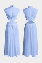 Jocelyn Conjunto Largo Minimalista con Escote Alto y Abertura Lateral