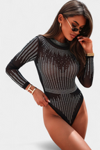 Antonella Blusa Tipo Body Con Mangas Largas y Brillos