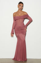 Vestido largo Arlena - Marrón rosa