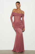 Vestido largo Arlena - Marrón rosa