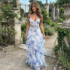 Cyranne - Vestido maxi con estampado floral y volantes