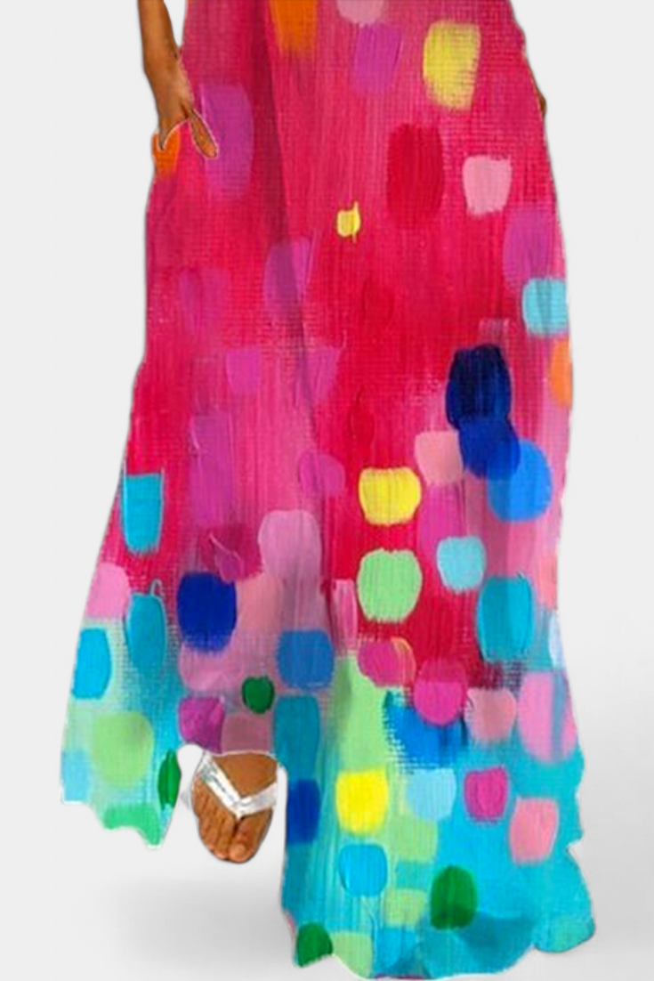 Enna Vestido Colorido Sin Mangas con Escote en V