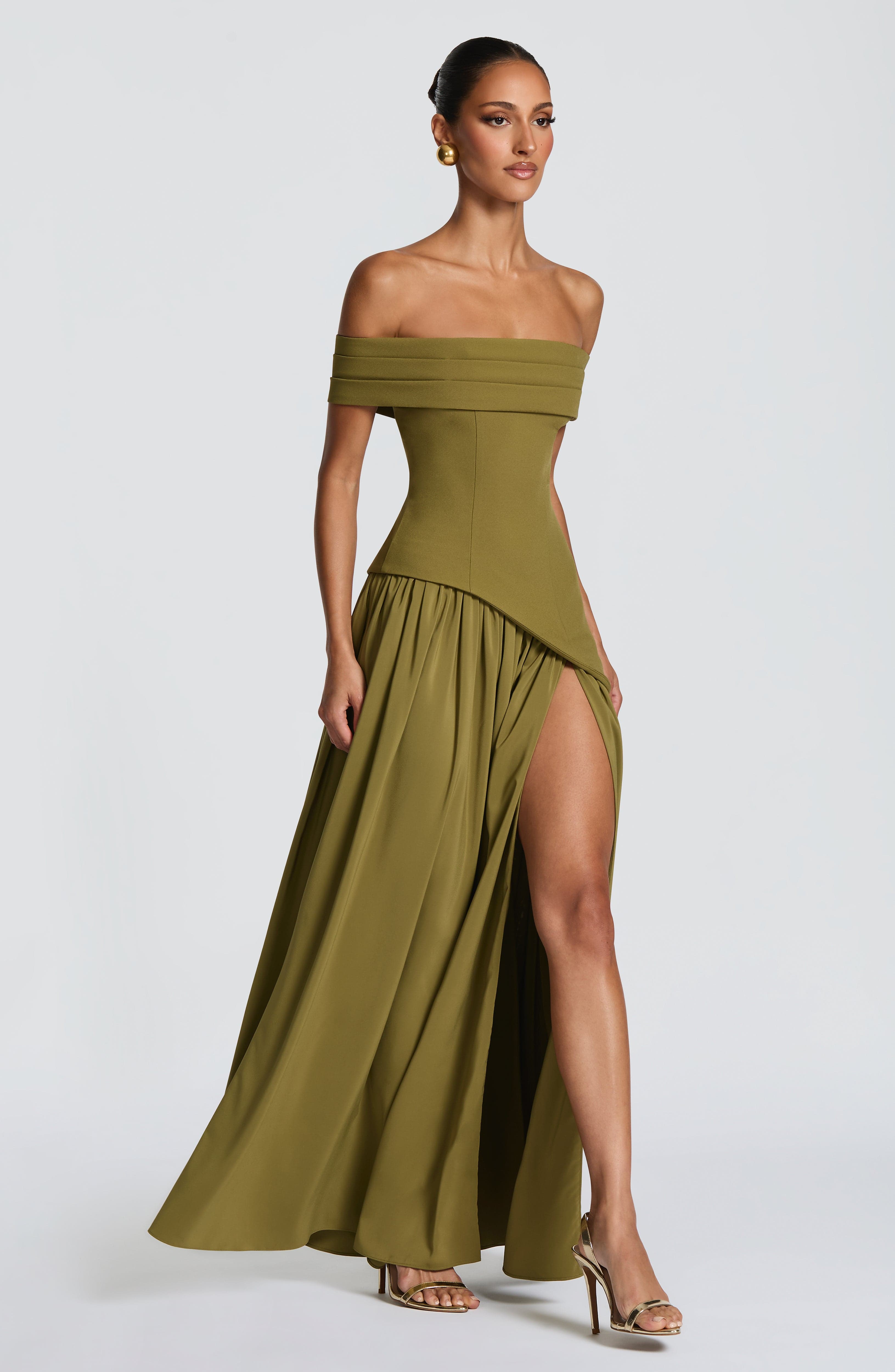 Vestido largo Delilah - Verde oliva intenso