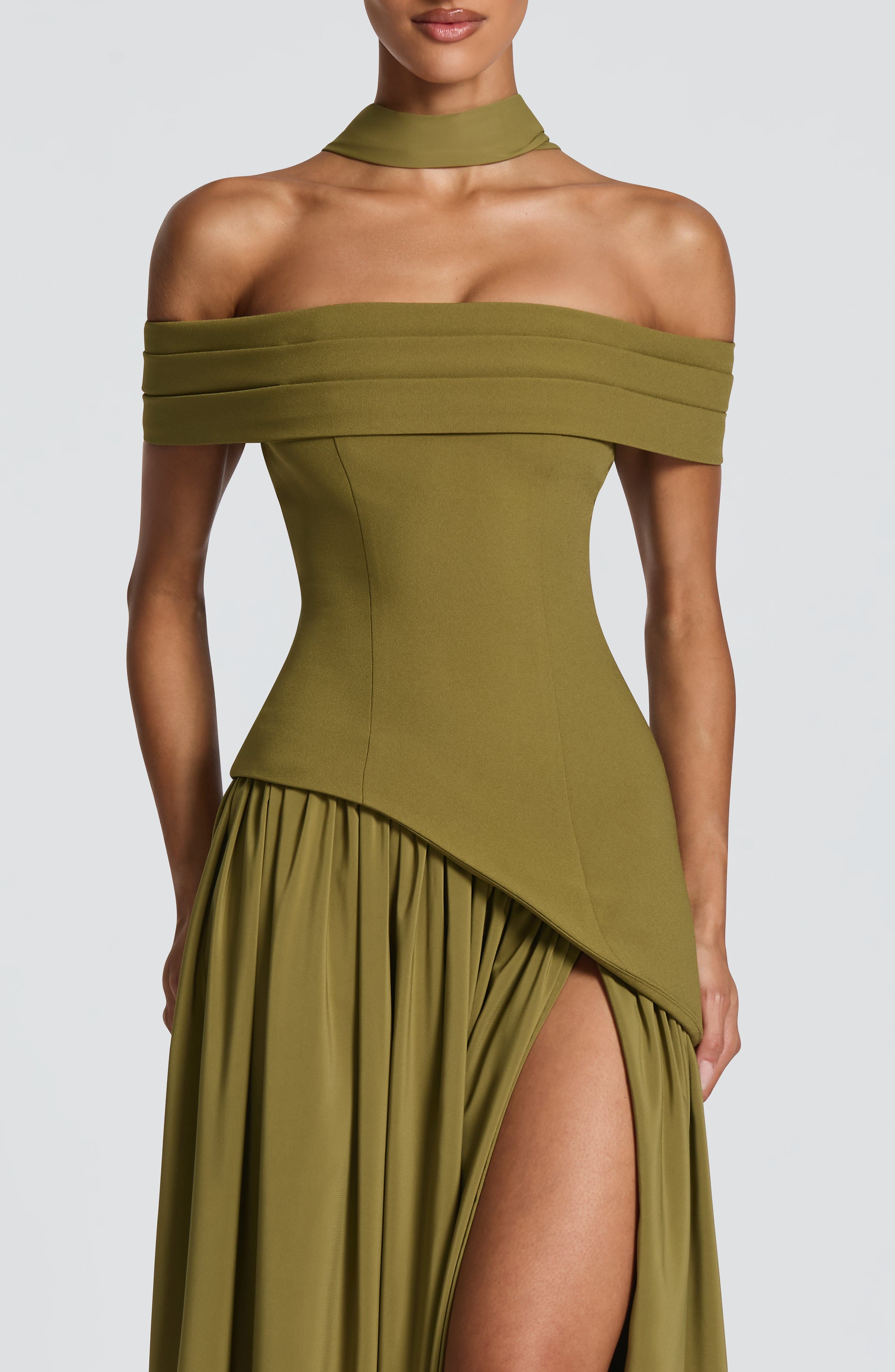 Vestido largo Delilah - Verde oliva intenso