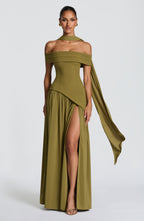 Vestido largo Delilah - Verde oliva intenso