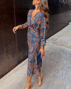 Isabel™ – Vestido Midi Elegante con Estampado de Encanto Atemporal