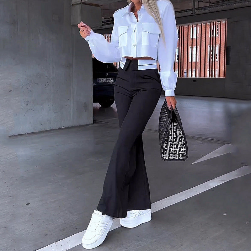 Camisa y Pantalón de traje holgado de moda para mujer (CONJUNTO)