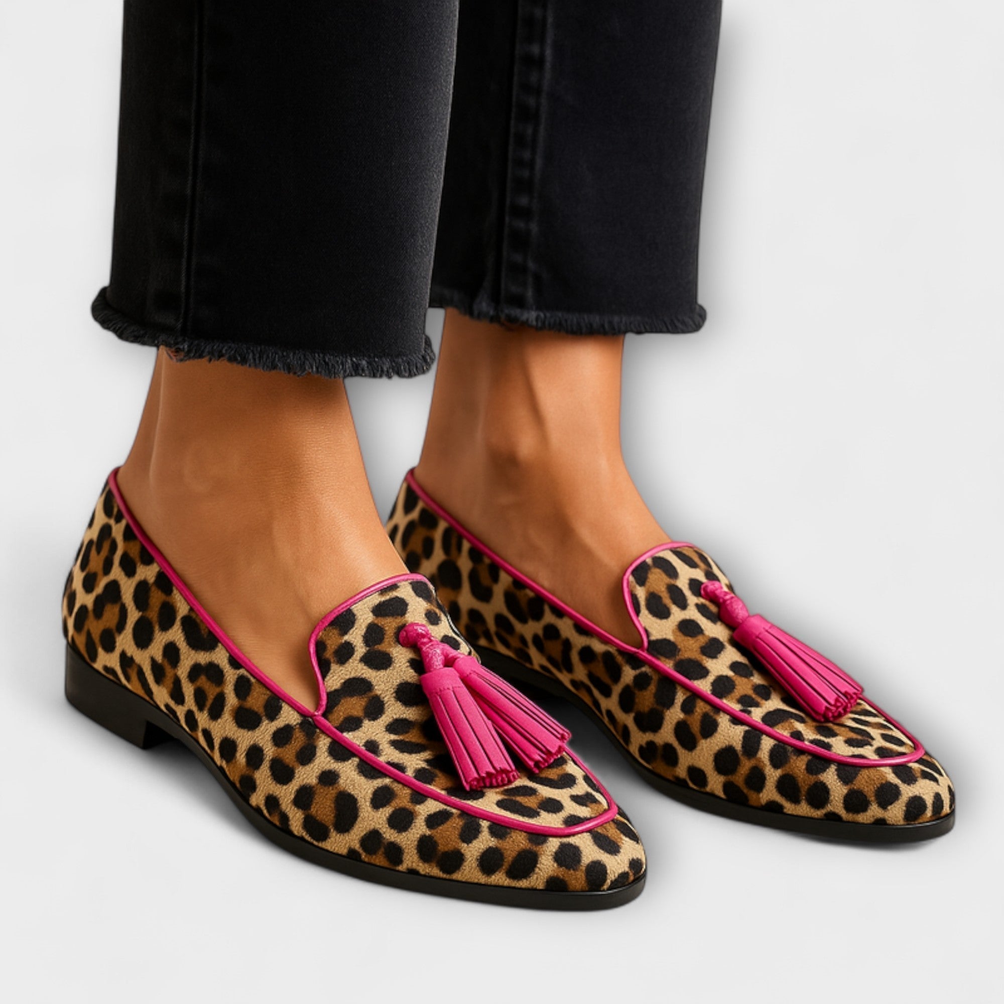 Lana Loafers Estampadas con Borlas Decorativas
