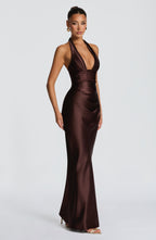 Vestido largo Elowen - Marrón ciruela