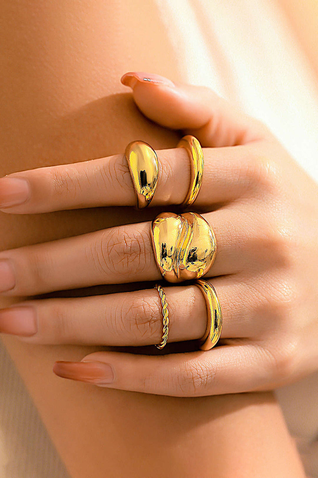 Juego de Anillos de Metal de 4 Piezas