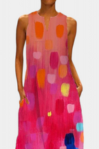 Enna Vestido Colorido Sin Mangas con Escote en V