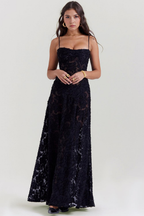 NOIR SEREN | Vestido Corsé de Terciopelo Floral