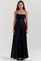 NOIR SEREN | Vestido Corsé de Terciopelo Floral