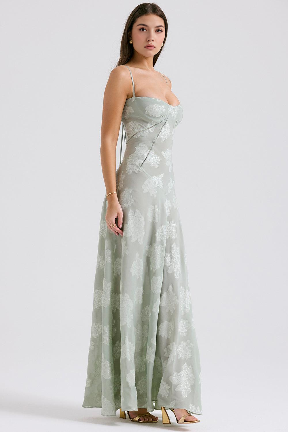 NOIR SEREN | Vestido Corsé de Terciopelo Floral