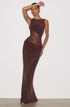 Vestido largo Gracelyn - Marrón ciruela