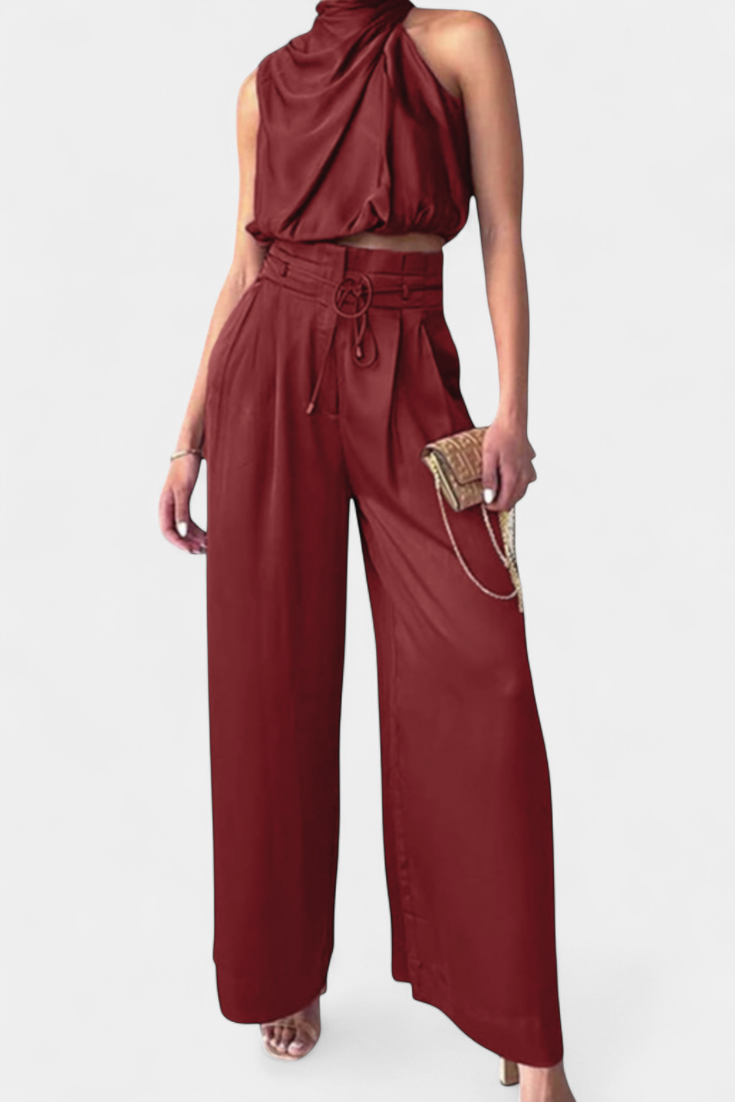 Helira Conjunto Dos Piezas con Top Fluido y Pantalón Palazzo