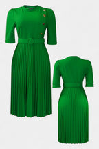 Zandie Vestido con Pliegues y Botones Decorativos