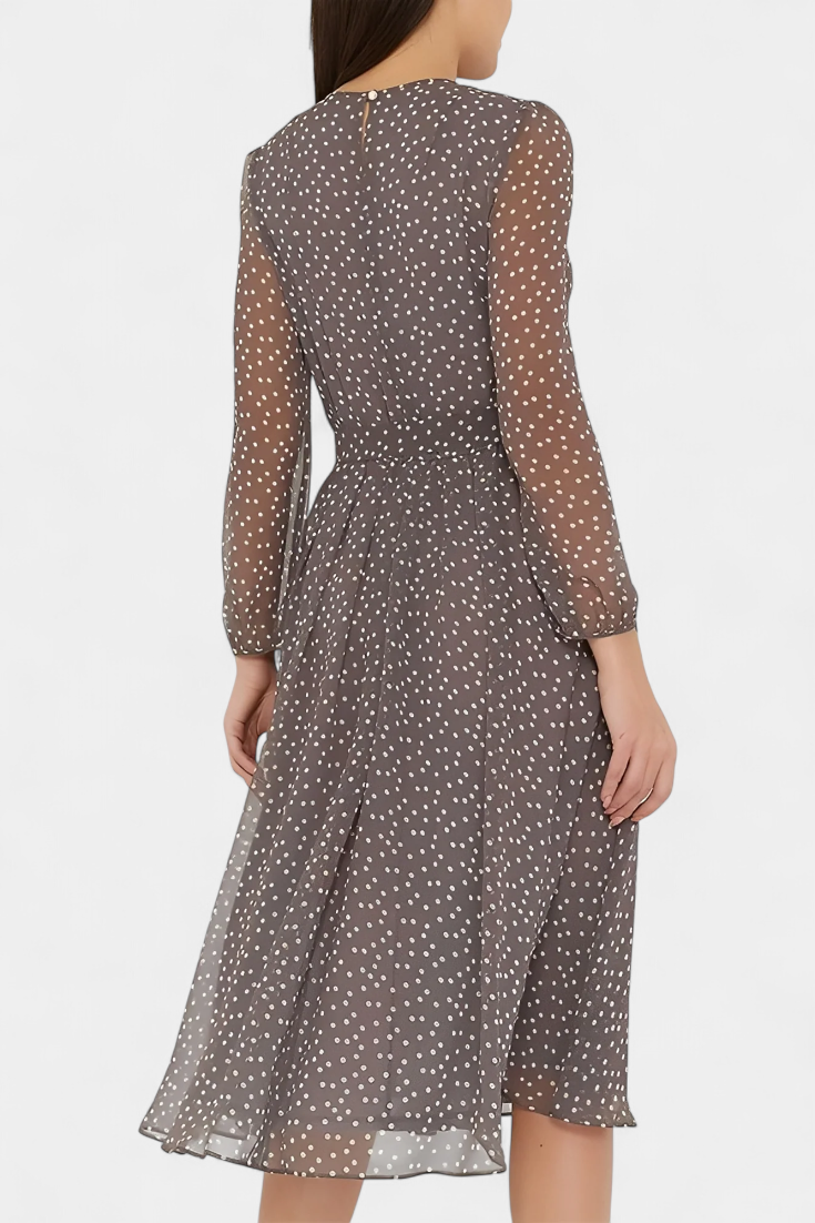 Cymene Vestido Midi de Lunares con Mangas Abullonadas