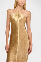 Jianna Vestido Halter con Flecos Metálicos