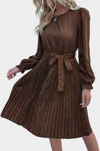 Evabeth Vestido Midi Plisado de Leopardo