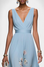 Sauline Vestido Maxi Floral Sin Mangas con Escote en V