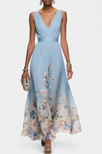 Sauline Vestido Maxi Floral Sin Mangas con Escote en V