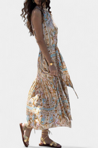 Teófila Vestido Largo Silky con Estampado de Tesoros del Océano