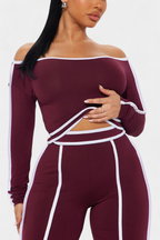 Krystelle Conjunto Off-Shoulder con Pantalón de Corte Recto