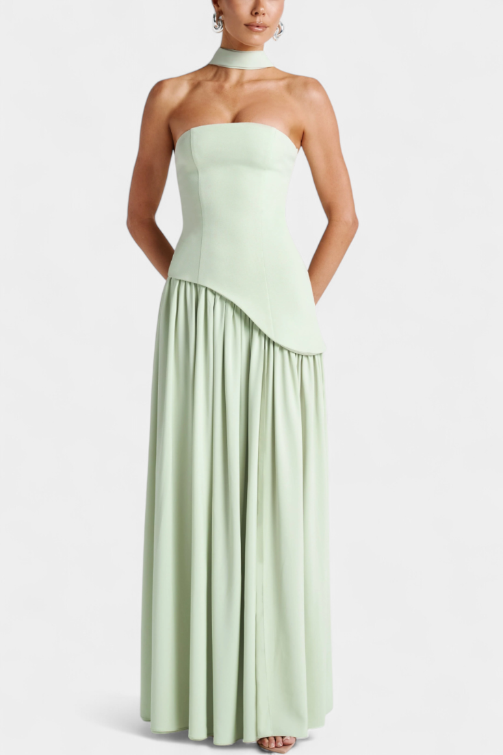 Celaena Vestido Maxi Off Shoulder de Chiffon con Abertura Lateral