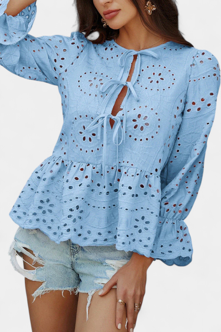 Kayden Blusa Bohemia de Encaje con Corte Fluido